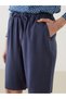 Lcw Grace Indigo Women's Shorts with Elastic Waist Linen Blend - 3