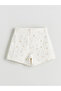 Ecru Bow Printed Girl's Jean Shorts - 2