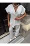 Women's White Gold Button Detailed Special Design Vest Trousers Double Suit
