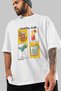Cocktail Club Front Printed White Oversize T-Shirt Men's Women's 100% Cotton Crew Neck T-Shirt - 3