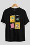Travel Club Front Printed Black Oversize T-Shirt Men's Women's 100% Cotton Crew Neck T-Shirt - 2