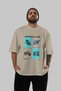 Motorcycle Club Front Printed Beige Oversize T-Shirt Men's Women's 100% Cotton Crew Neck T-Shirt - 5