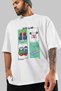 Gym Club Front Printed White Oversize T-Shirt Men's Women's 100% Cotton Crew Neck T-Shirt - 3