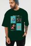 Music Club Front Printed Green Oversize T-Shirt Men's Women's 100% Cotton Crew Neck T-Shirt - 6
