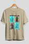 Mythology Club Front Printed Beige Oversize T-Shirt Men's Women's 100% Cotton Crew Neck T-Shirt - 2