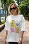 Travel Club Front Printed White Oversize T-Shirt Men's Women's 100% Cotton Crew Neck T-Shirt - 5