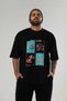 Music Club Front Printed Black Oversize T-Shirt Men's Women's 100% Cotton Crew Neck T-Shirt - 6