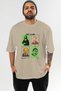 Art Club Pre-Printed Beige Oversize T-Shirt Men's Women's 100% Cotton Crew Neck T-Shirt