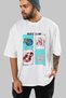 Music Club Front Printed White Oversize T-Shirt Men's Women's 100% Cotton Crew Neck T-Shirt - 7