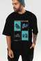 Motorcycle Club Front Printed Black Oversize T-Shirt Men's Women's 100% Cotton Crew Neck T-Shirt - 7