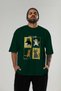 Cat Club Front Printed Green Oversize T-Shirt Men's Women's 100% Cotton Crew Neck T-Shirt - 5