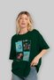 Music Club Front Printed Green Oversize T-Shirt Men's Women's 100% Cotton Crew Neck T-Shirt - 4