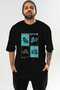 Motorcycle Club Front Printed Black Oversize T-Shirt Men's Women's 100% Cotton Crew Neck T-Shirt