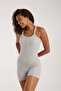 Women's Rope Strap Rib Fabric Shorts Jumpsuit – Basic Sports & Casual - 4
