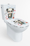 Toilet Seat Sticker Cute Panda Hearts and Clouds Themed Bathroom Toilet Sticker - 2