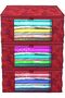 Metalic Flower 3 Piece Non Woven Saree Cover Set, Large, Red, CTKNEW312, 3 Saree Cover