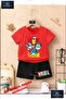 Children's Unisex “Marvel 4Lu Striped Head“ Custom Printed Crew Neck T-Shirt - Shorts Set