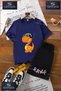 Kids Unisex “Rawr Dino Headphones Orange“ Custom Printed Crew Neck T-Shirt - Shorts Set