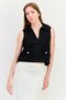 Women V-Neck Sleeveless Sequence Top, Black