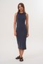 Women's Smoked Rib Camisole Midi Dress – Sleeveless, Crew Neck, Casual Comfortable Fit