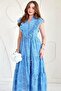 Blue Ruffled Buttoned Dress