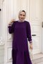 Women's Layered Ribbed Burgundy Hijab Dress - 4