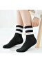 5 Pairs Men's Women's Striped College Black Socks - Unisex Socket Socks - 2
