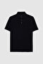 Ds Damat Regular Fit Black Pique Textured 100% Cotton Polo T-Shirt - 5