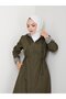 Women's Hooded Stripe Detailed Khaki Bondit Cap - 4