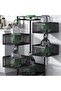 Multi layer Kitchen Organizer - Kitchen Storage Shelf, Square Steel Rotating with 4 Movable Wheels, - 7