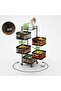 Multi layer Kitchen Organizer - Kitchen Storage Shelf, Square Steel Rotating with 4 Movable Wheels, - 3