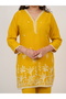 Mustard Embroidered Kurta Pant Set - 2