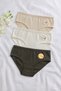 Set of 3 Women's Rib Fabric Cotton Bato Panties with Report - Breathable Comfortable Fabric