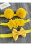 Baby Girl Pom Pom Bandana, Linen Bow Bandana. Frida Bandana Set of 3 - 2