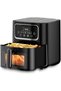 Air Fryer, 10L Smart Air Fryer with Clear Window and Internal Light, 1400W 220V Air Fryers LED Digit