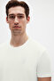 Slim Fit Ecru Plain Embossed Printed T-Shirt - 2