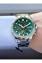 Function Men's Wristwatch Green Dial Orange Detailed Silver Metal Cord Sport Design - 2