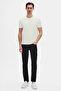 Slim Fit Ecru Plain Embossed Printed T-Shirt - 4