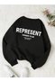 Black Unisex Men/Women Colorful Represent Custom Printed Oversize Cotton Crew Neck