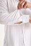 Men's White Shirt Long Sleeve with Pockets Comfortable Fit Loose Cotton Stretch Fabric Stylish Model - 3