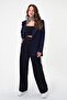 Woman navy blue waist tied blazer jacket - 3