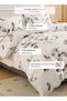 Queen size 6 piece duvet cover set, white bed linen with gray feathers 200x230cm. - 2