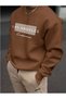 Brown Unisex Women/Men Detailed Los Angeles Custom Printed Colorful Oversize Crew Neck Cotton
