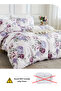 Queen size 6 piece bedding set, white bed linen with purple floral pattern 200x230cm. - 4