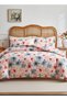 King size 6 piece duvet cover set pink and gray floral print 220x240cm.