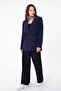 Woman navy blue waist tied blazer jacket - 2