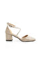 Pointed-Toe Women's Shoes with Closed Back, Open Sides, Crisscross Stone Details, 5 cm Thick Heel - 4