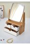 Wenken Bamboo 3 Drawer Organizer with Mirror 3470 - Makeup and Jewelry Organizer - 2