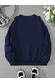 Navy Blue Unisex Men/Women Ok Bear Special Color Printed Oversize Cotton Crew Neck - 2