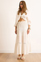 Women's White Lace Striped Lined Maxi Skirt Etk-19000341